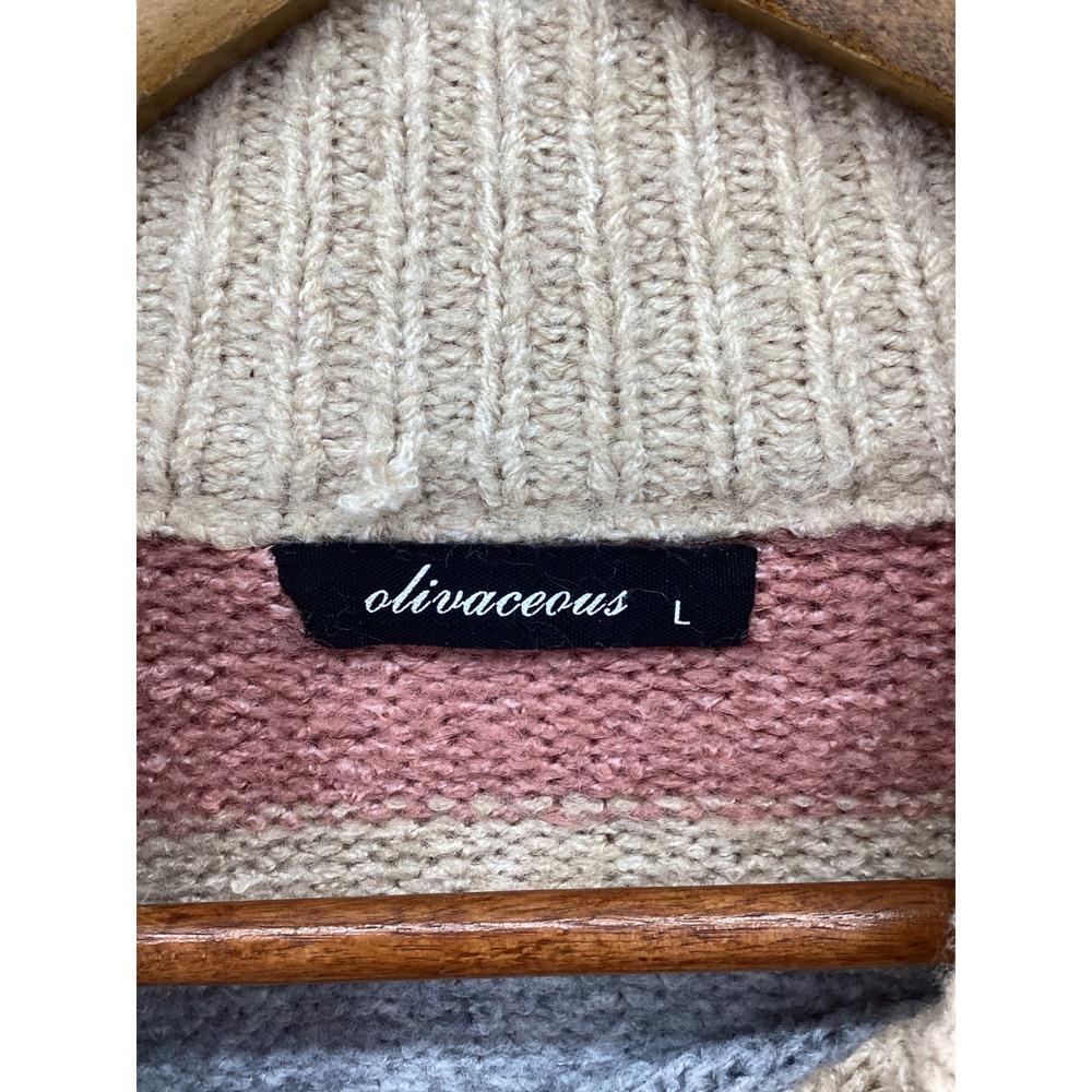Olivaceous Striped Mock Neck Sweater Womens Large Multi Color Knit JT2023-129 - Picture 3 of 5